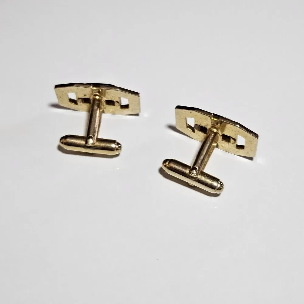 Anson Vintage Gold Tone Cufflinks with Rectangular Red Lucite